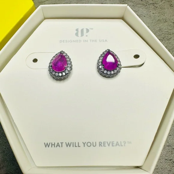 Bomb Party Pink Teardrop Halo Earrings - Picture 2 of 3